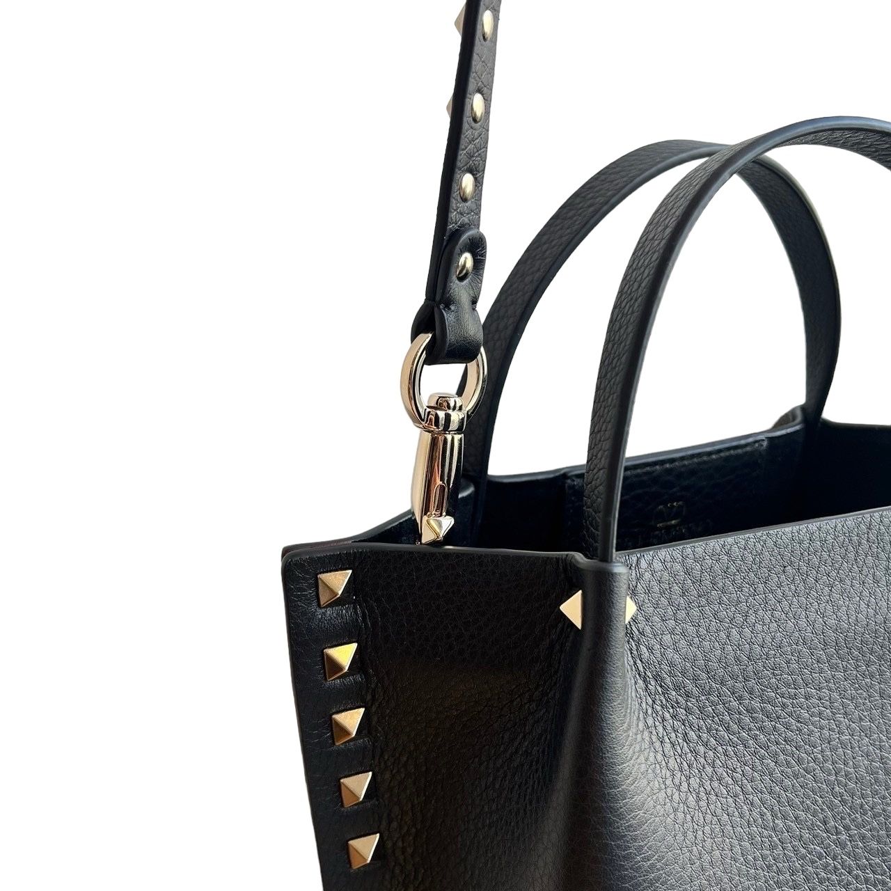 VALENTINO - ロックスタッズ グレインカーフスキン スモール トート