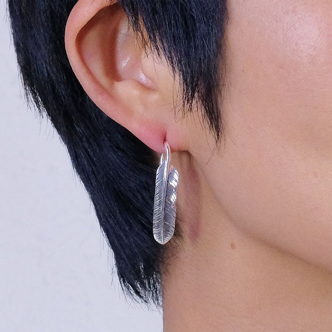 STUDIO T&Y - Feather Droop Pierced Earing Left (SILVER) / フェザー