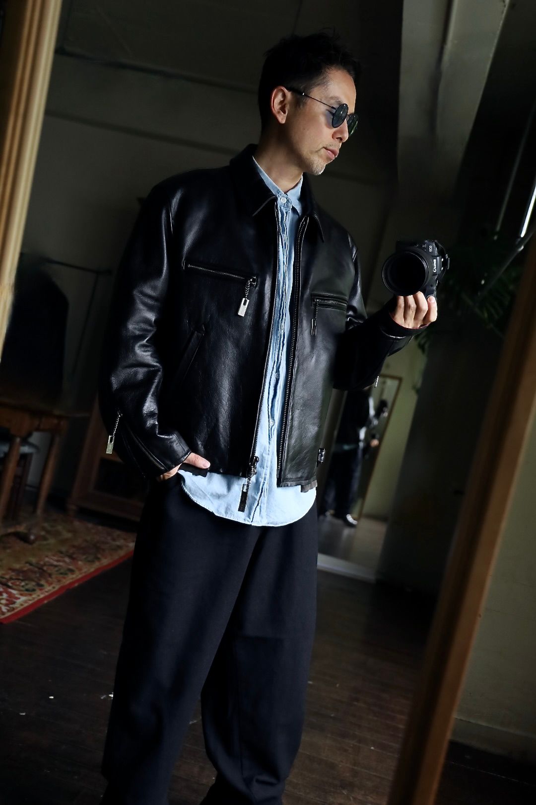 yohji yamamoto - ヨウジヤマモト COW/DRUM LEATHER CUT OFF BLOUSON