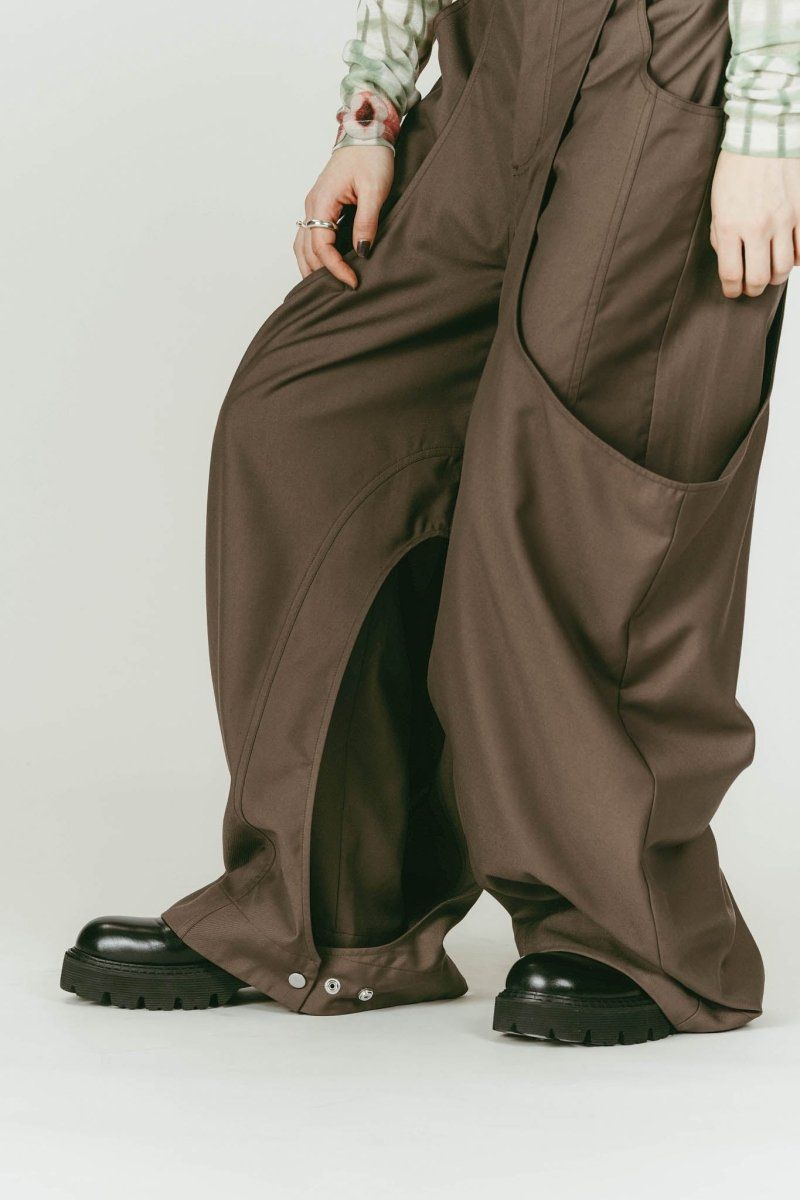Knuth Marf - high-boot detail pants(unisex) (Brown) / ハイブート