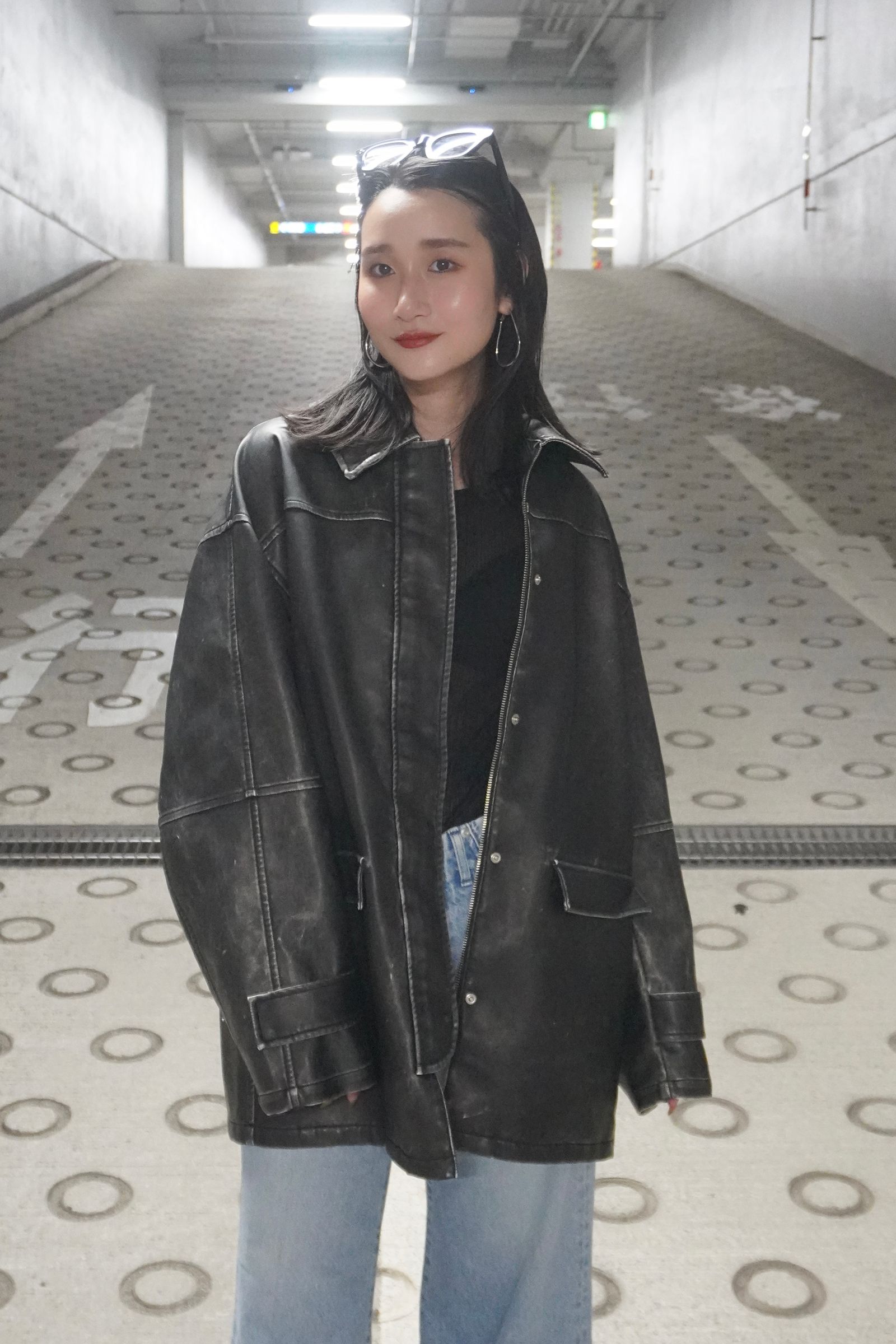 NOUNLESS - CRASH FAKE LEATHER JACKET (NOIR) / クラッシュフェイク