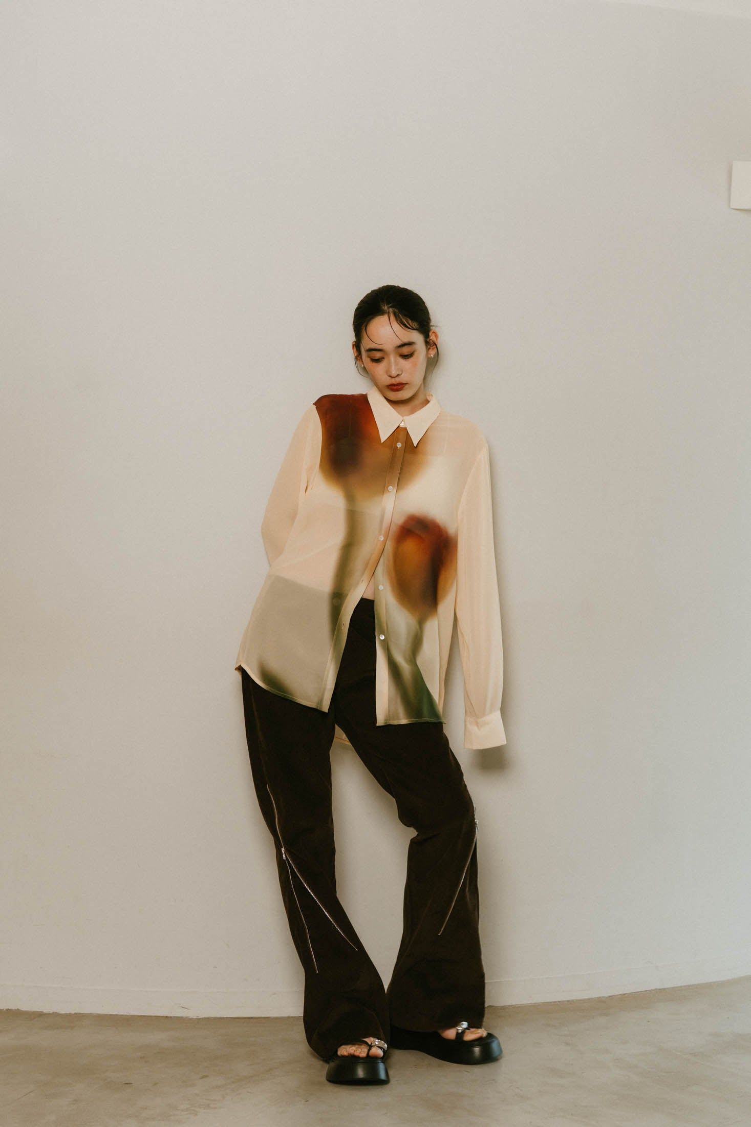 Knuth Marf - flower print sheer shirt / フラワープリントシアー