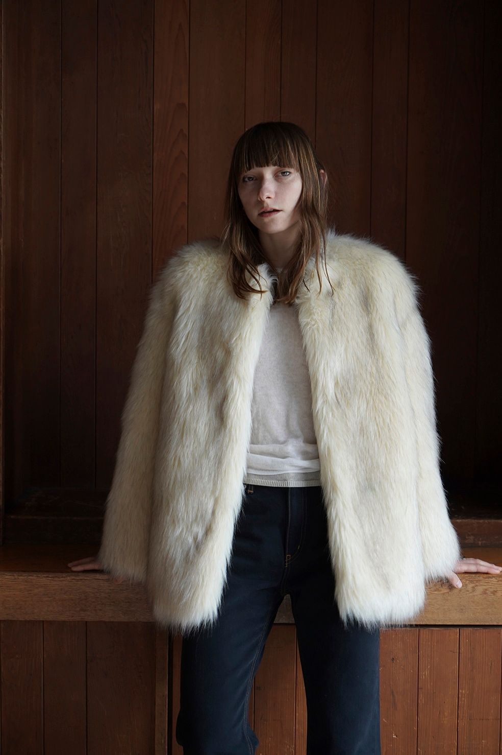 CLANE - ノーカラー ボリューム エコファーコート - NO COLLAR VOLUME