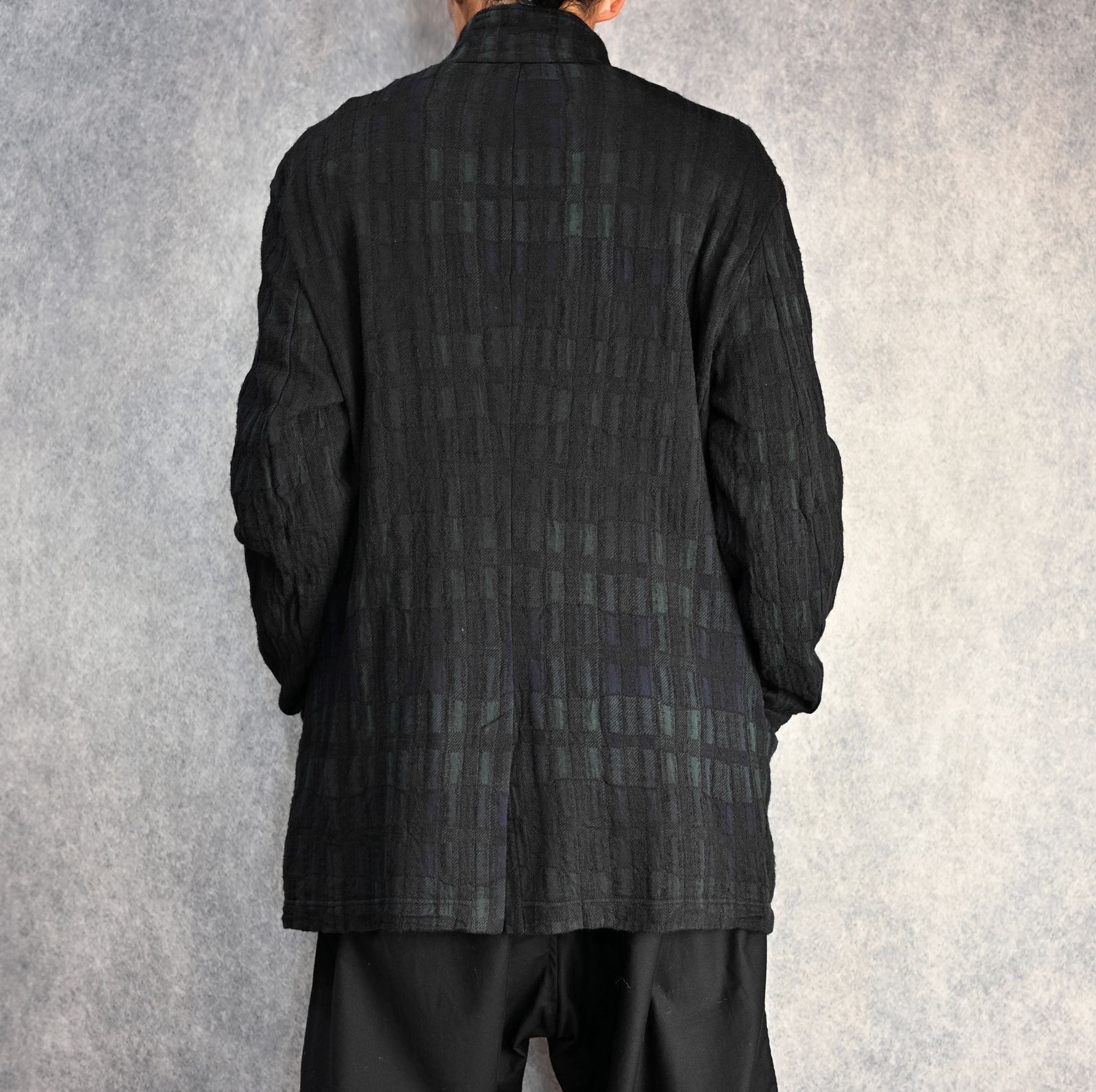 yohji yamamoto - ムラ染めチェック シャツジャケット （BLACK）HO-T73