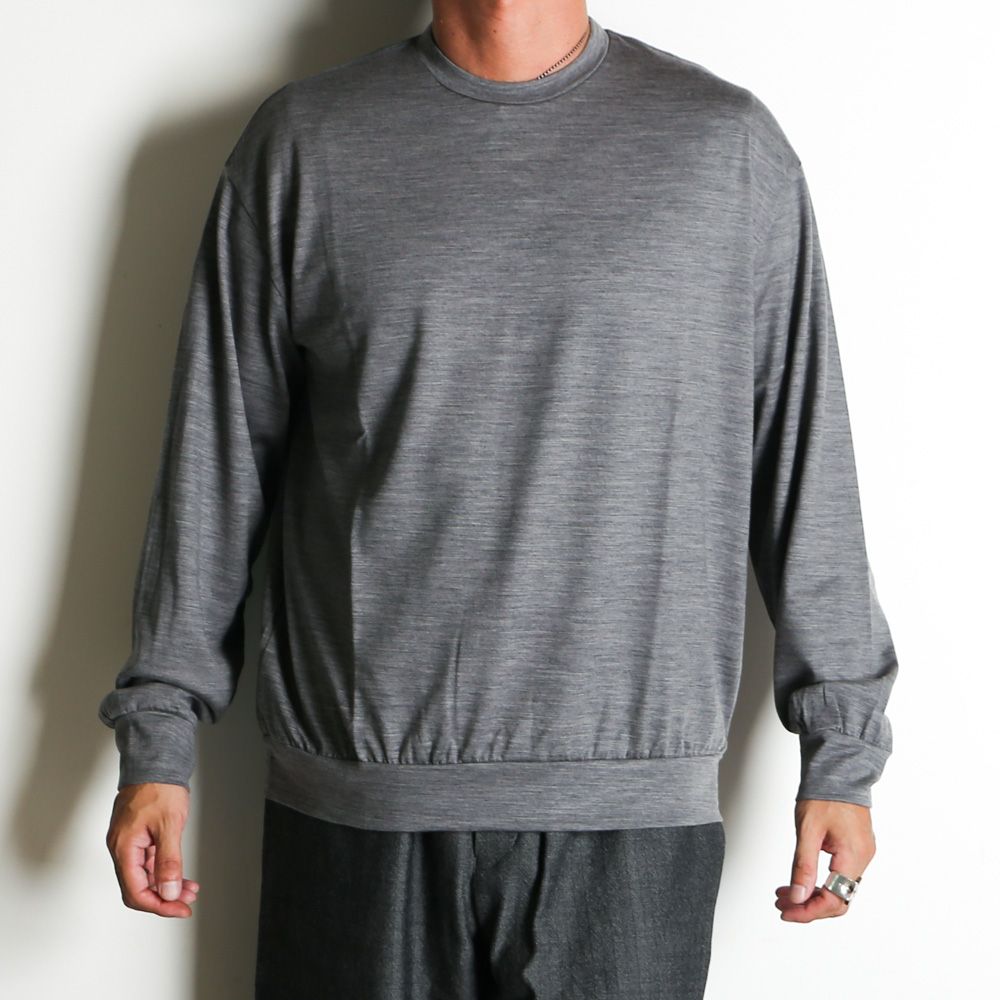 marka - CREW NECK - TOP GRAY / ウォッシャブルウール天竺 - クルー