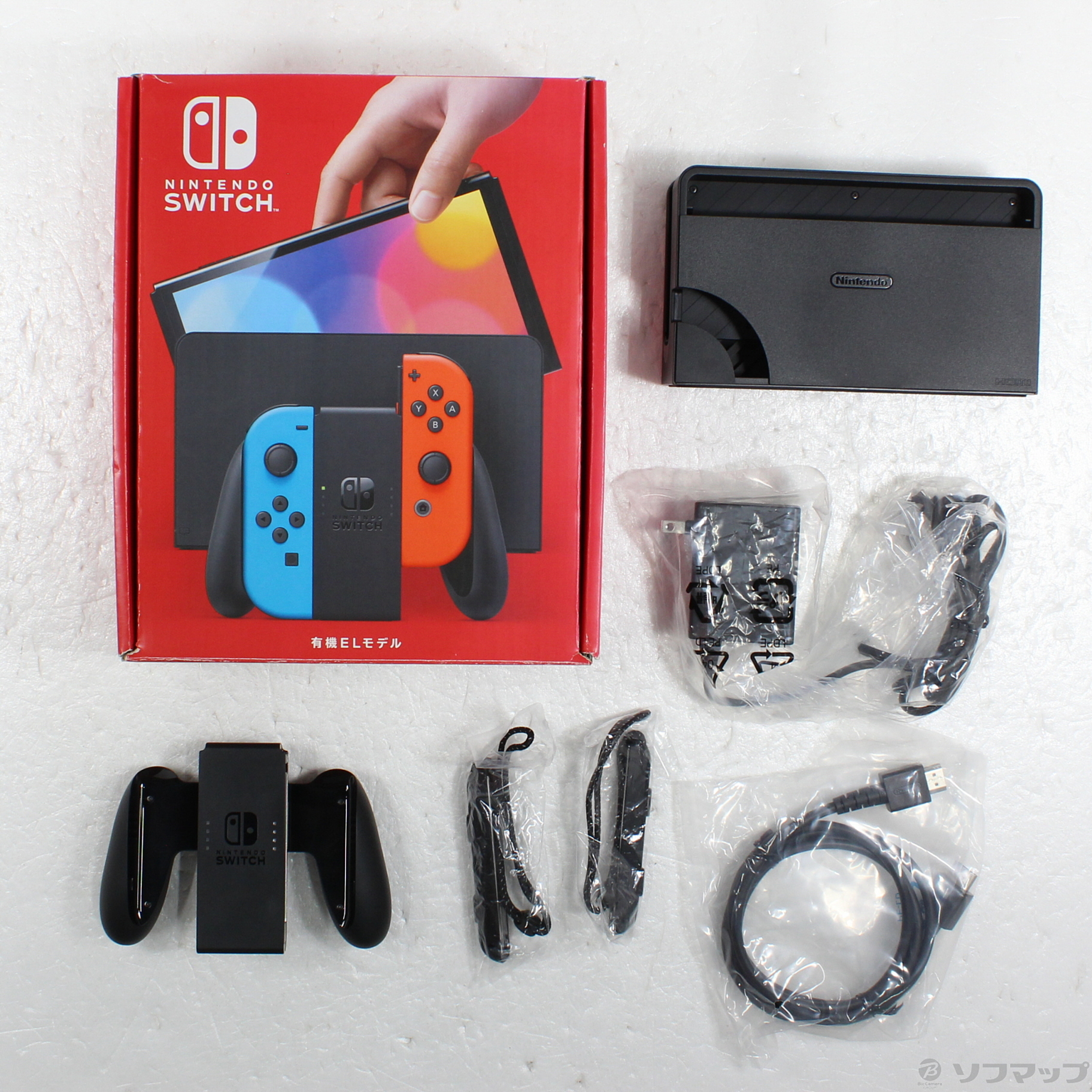 中古】Nintendo Switch 有機ELモデル Joy-Con(L) ネオンブルー／(R