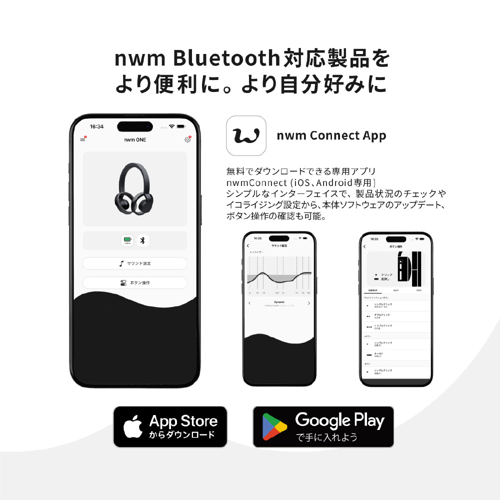ブルートゥースヘッドホン nwm(ヌーム) ONE ダークグレイ MBH001KA