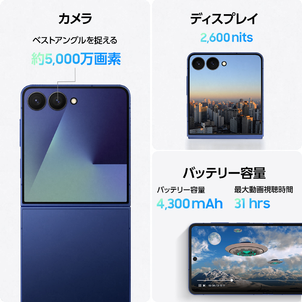 SIMフリー】Galaxy Z Flip7 256GB Blue Shadow SM-F766QDBASJP｜の通販