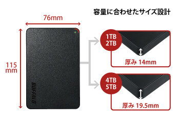 HD-PCFS5.0U3-GBA [ポータブル型 /5TB] USB3.1(Gen.1)対応 ポータブル