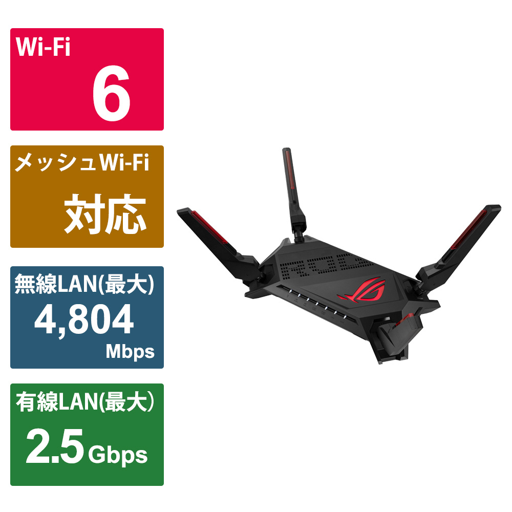 Wi-Fiルーター 4804+1148bps ROG Rapture GT-AX6000 GT-AX6000/J ［Wi