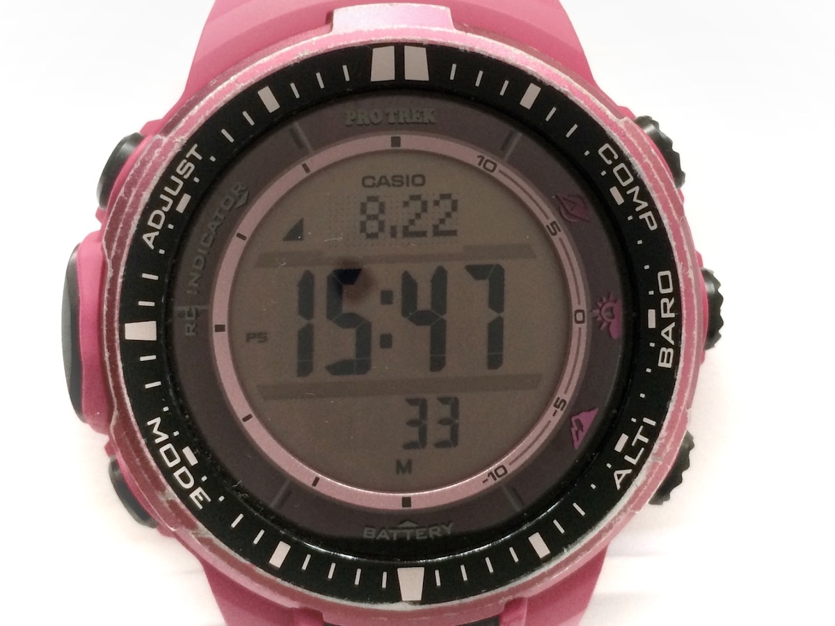 カシオ 腕時計 プロトレック PRW-3000 メンズ ラバーベルト ピンク