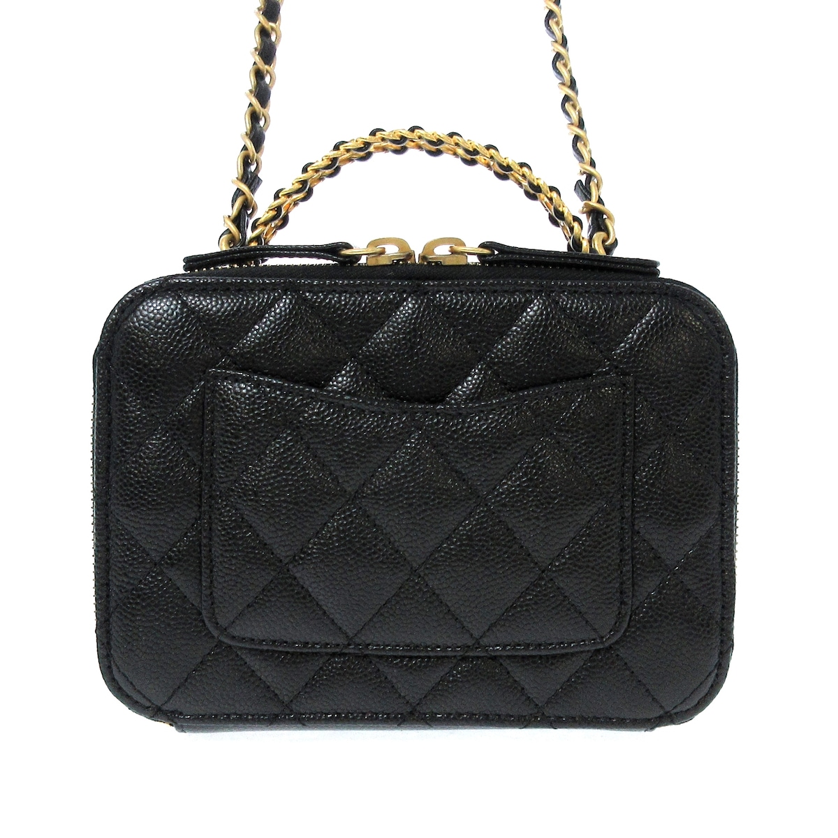 シャネル/バニティバッグ/スモール ヴァニティー ケース/マトラッセ/黒