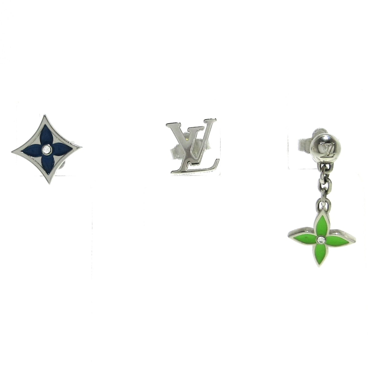 ルイヴィトン/ピアス/ブックル LV サンライズ/シルバー×ネイビー