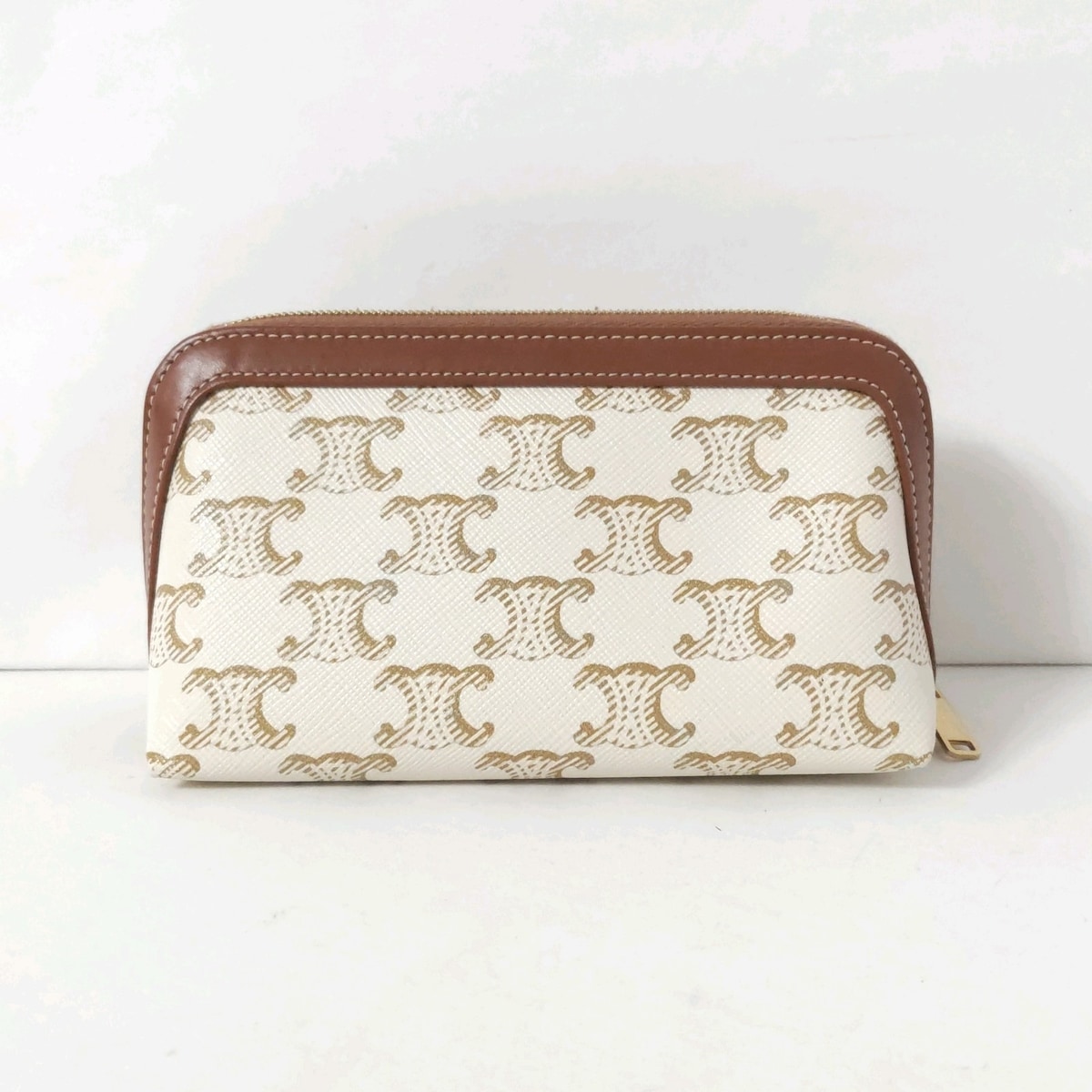 セリーヌ/ポーチ/スモール コスメティックポーチ/ホワイト/トリオンフ