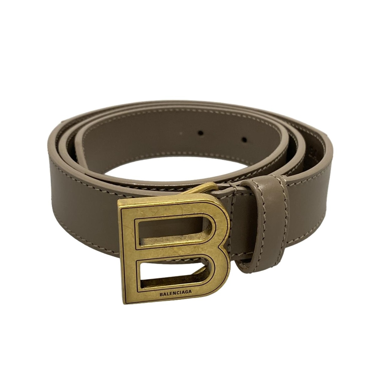 バレンシアガ ベルト - 640828 グレージュ×ゴールド Bロゴ レザー