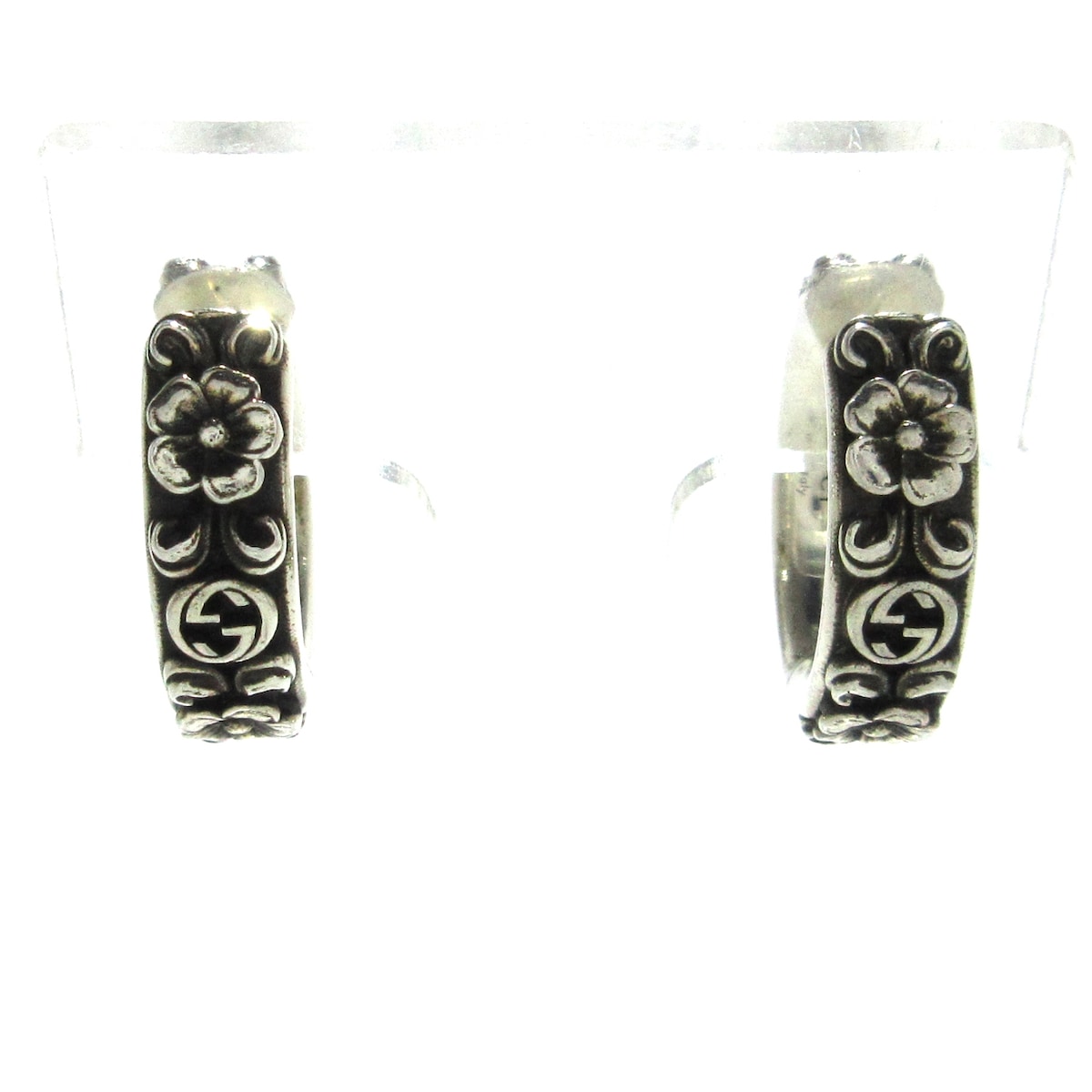グッチ/ピアス/インターロッキングG&フラワー ピアス/シルバー/コスモ