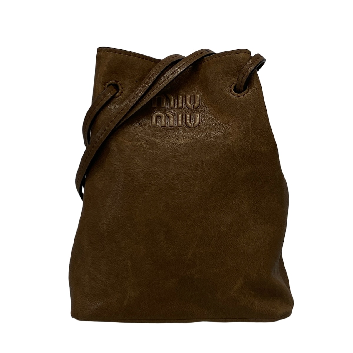 ミュウミュウ/ショルダーバッグ/ナッパレザー ミニバッグ/ダーク