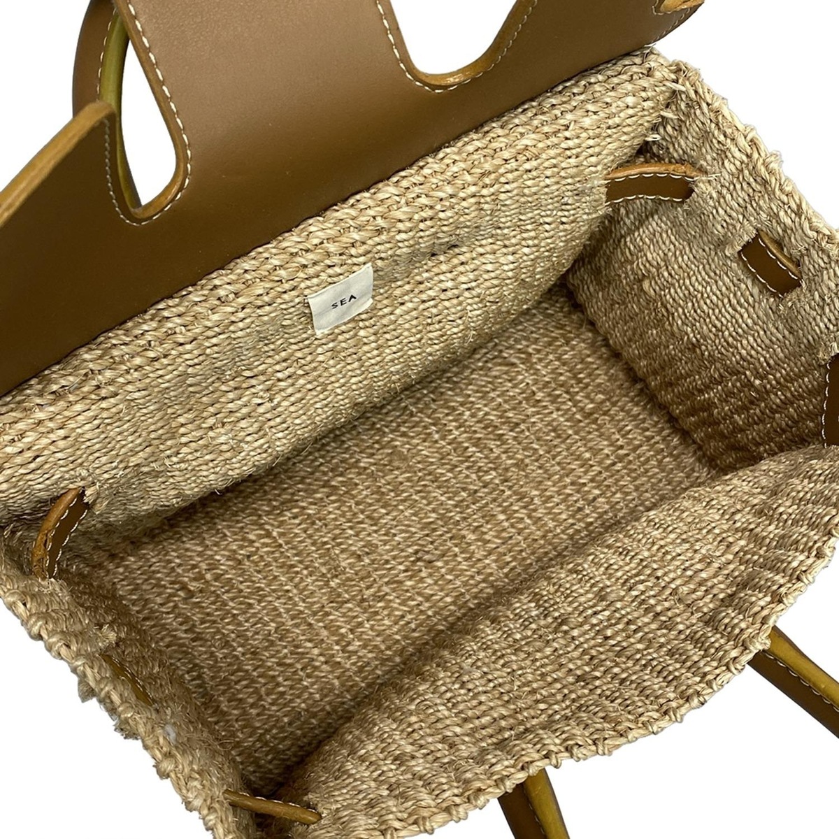 sea(シー) ハンドバッグ - ベージュ×ブラウン レザー（19210075）中古