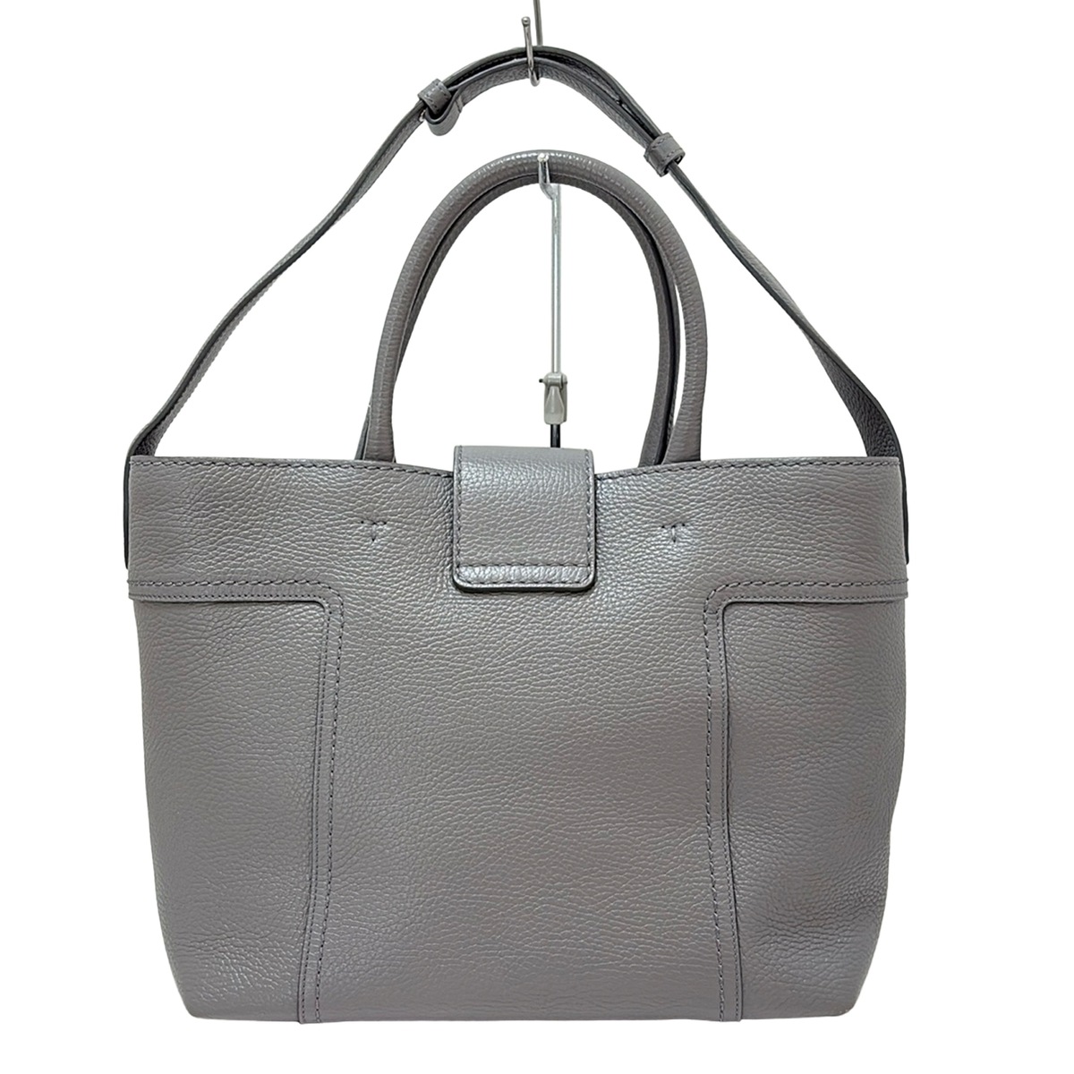 TOD'S(トッズ) トートバッグ ダブルT ダークグレー レザー（19257203