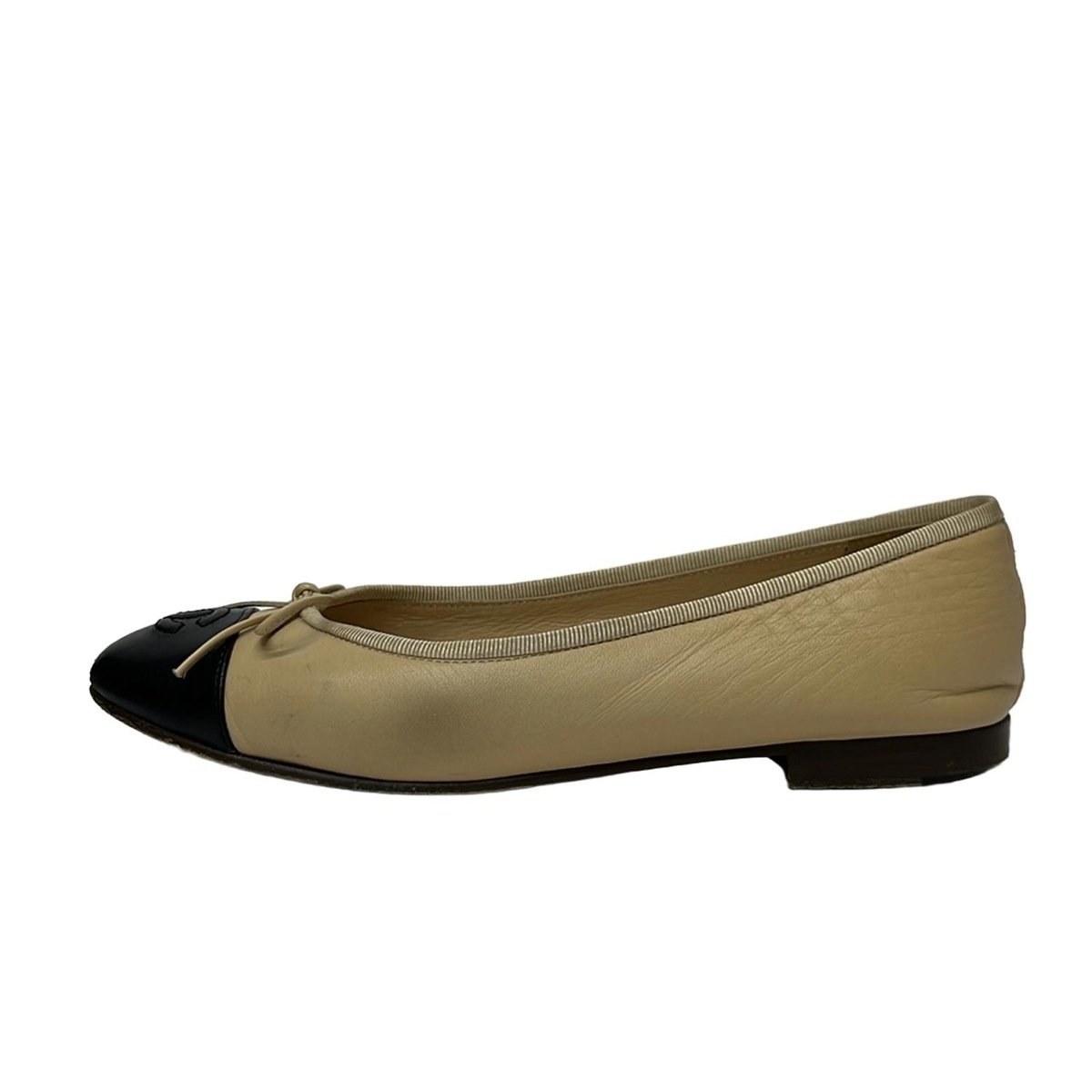 シャネル フラットシューズ 37 C レディース - A02819 ベージュ×黒