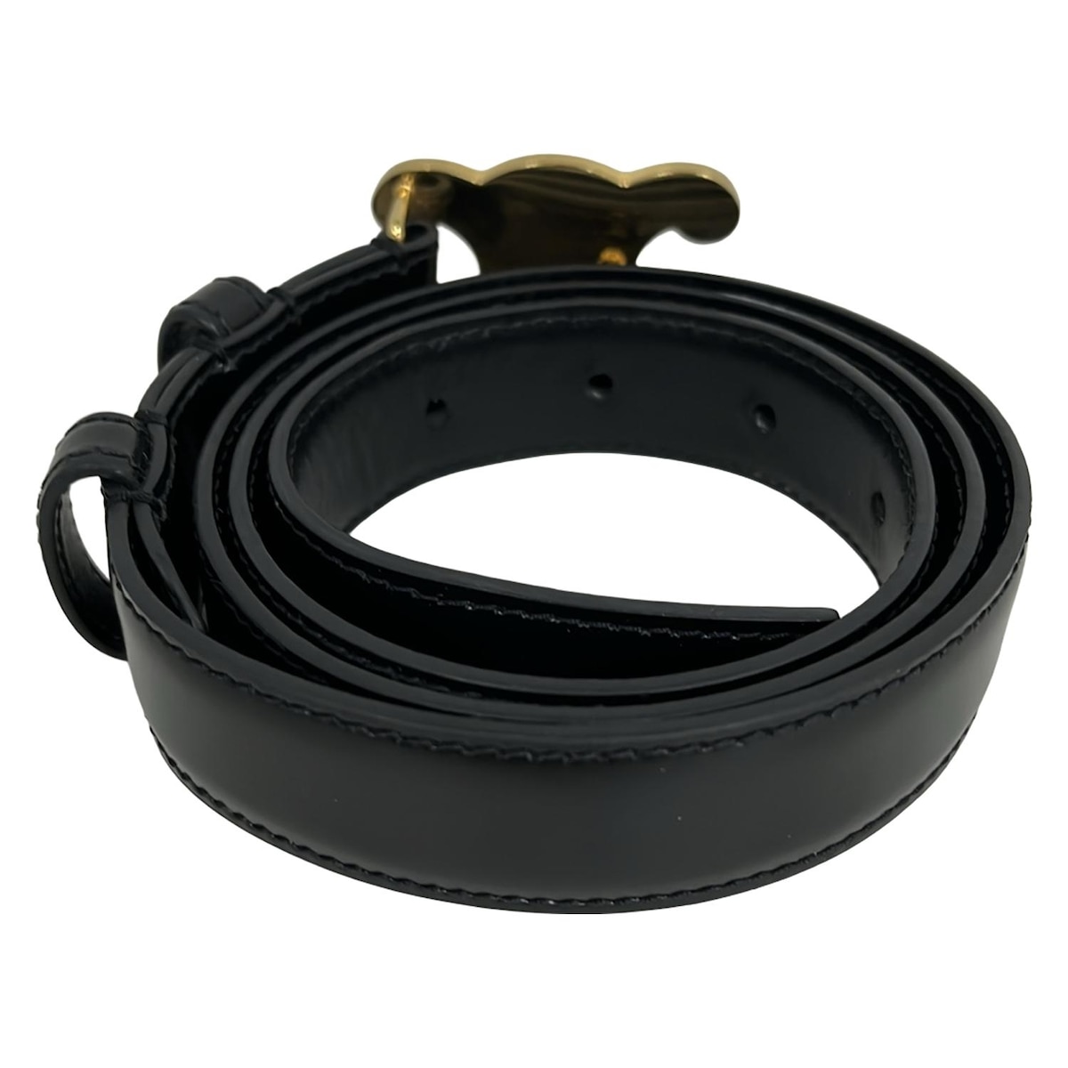 CELINE(セリーヌ) ベルト 80 - 黒×ゴールド レザー（19311467）中古