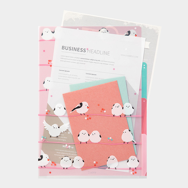 クリアファイル｜3ポケットクリアホルダー＜A4＞ シマエナガ柄