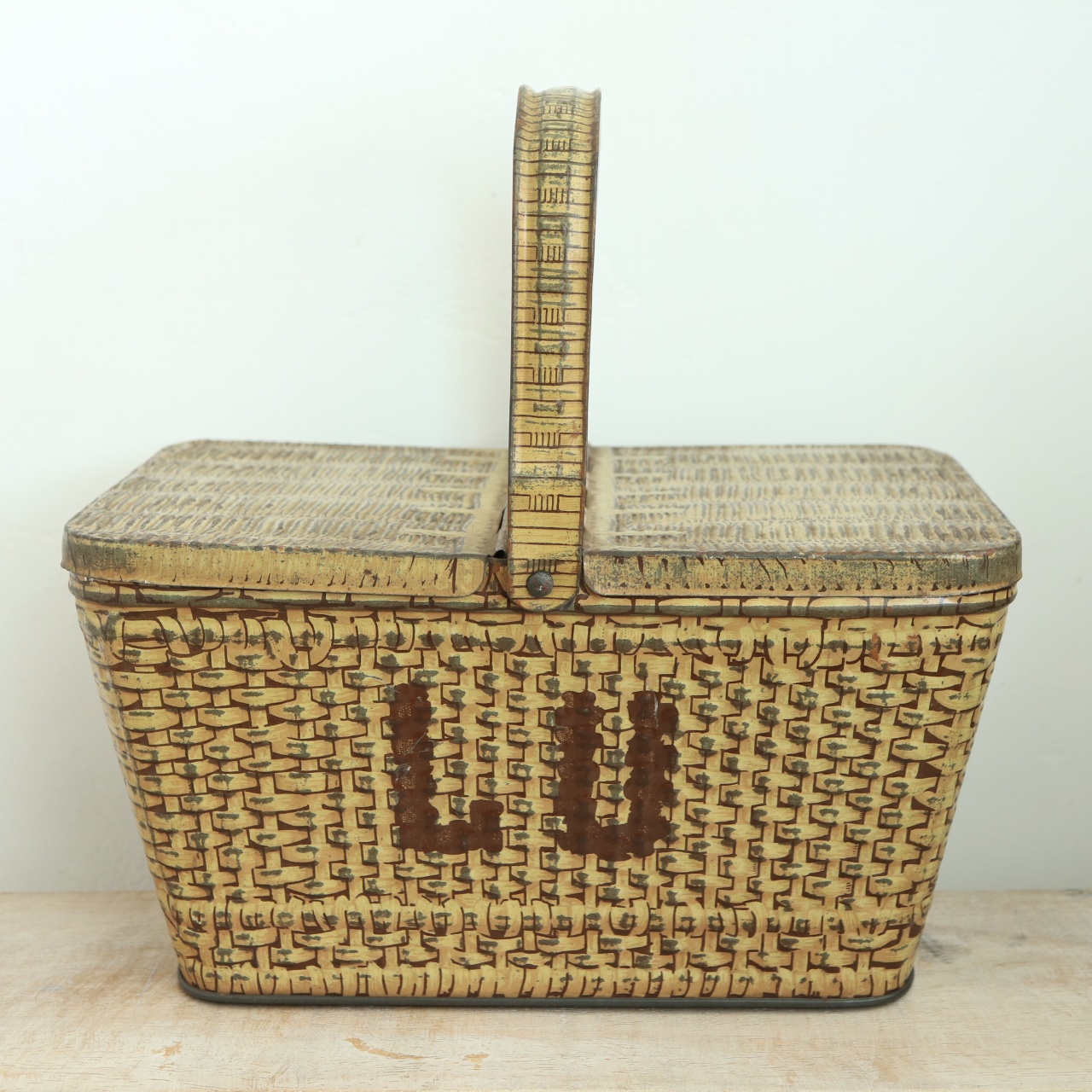 LU ビスケット アンティーク バスケット 缶 LEFEVRE-UTILE 1930