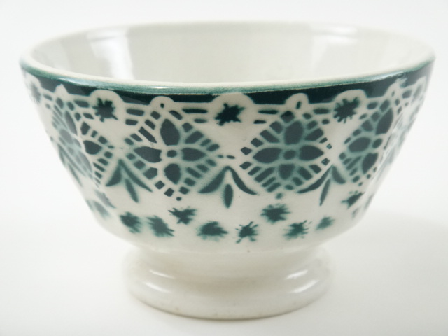 フランス アンティーク カフェオレボウル モロッコ レース グリーン