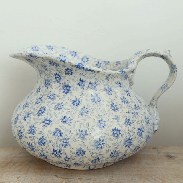 アンティーク ピシェ 小花 フランス クレイユモントロー製 Creil Montereau