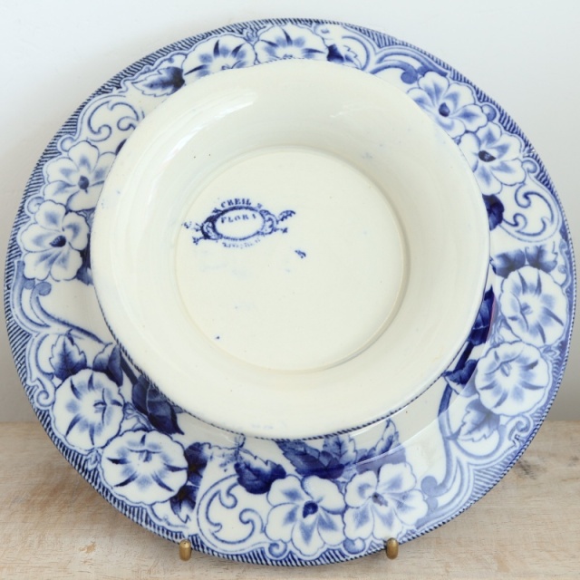 アンティーク コンポティエ FLORA フランス クレイユモントロー製