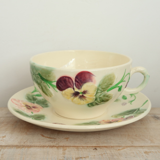 アンティーク ショコラカップ＆ソーサー パンジー バルボティーヌ