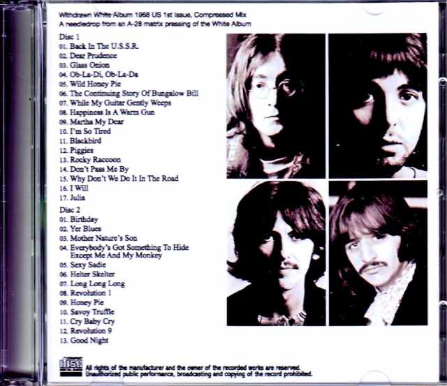 Beatles ビートルズ/ホワイト・アルバム White Album 1968 US 1st