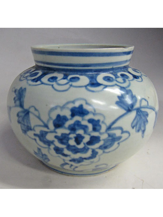 李朝 青花 菊花文壺 古美術 朝鮮 高さ10cm 韓国 染付 小壺