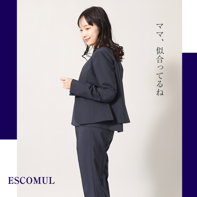 Vネックノーカラージャケット(紺)NS-001-JK