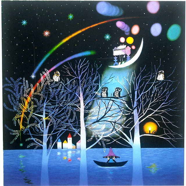 直筆サイン入り 藤城清治 銀河鉄道の夜 影絵 直筆サイン入り 藤城清治