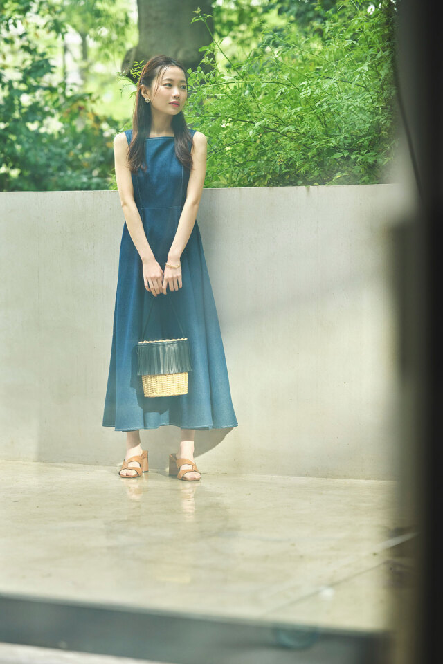 水越みさとさんコラボ】デニムノースリーブワンピース