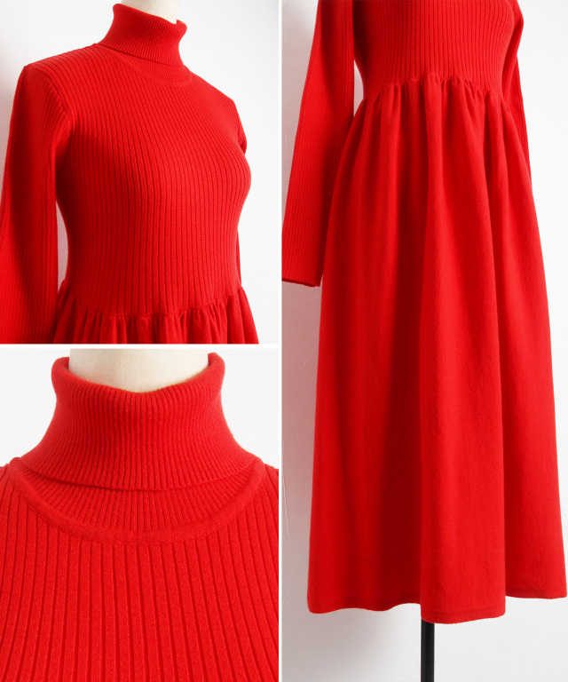 マシェリコラボ》ハイネックニットワンピース