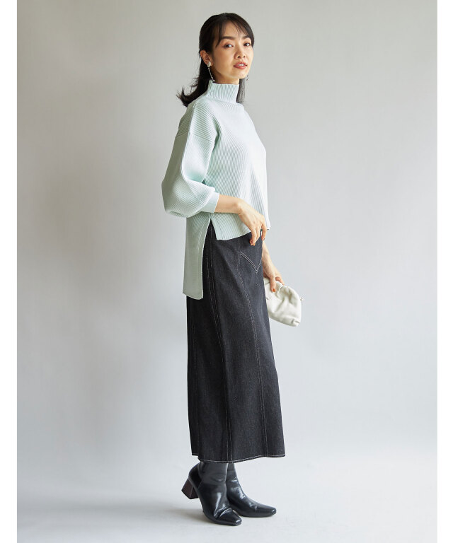 デニムハイウエストタイトスカート