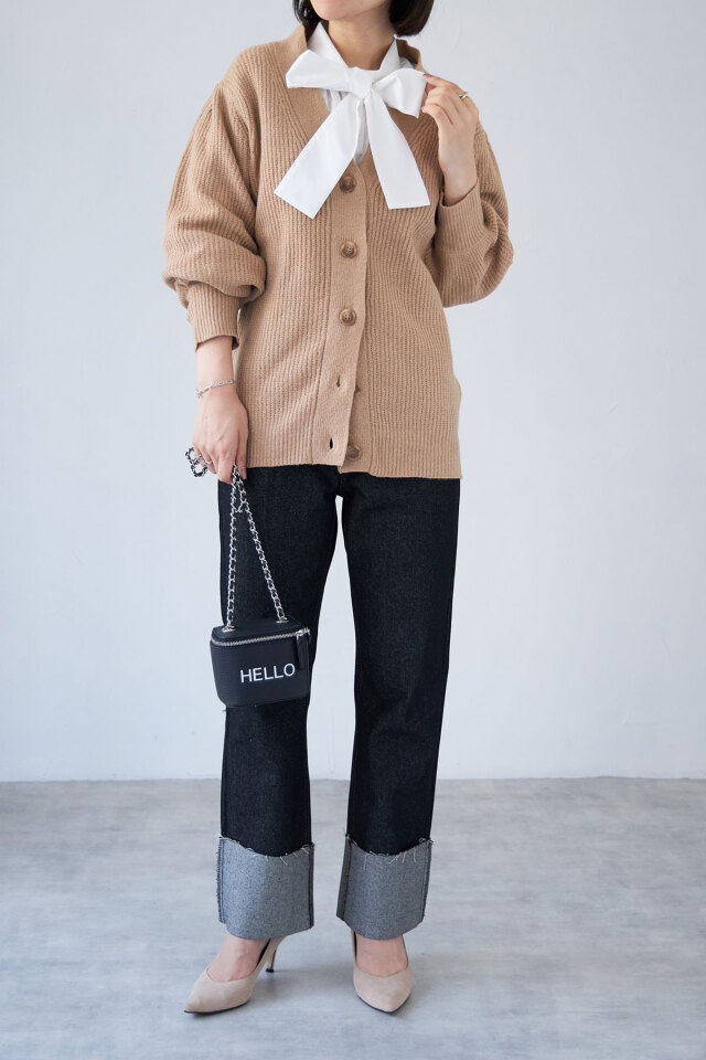 モヘアライクオーバーサイズカラーカーディガン