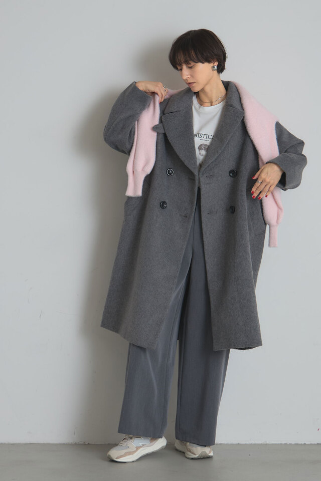 ウール混ビッグカラーチェスターコート