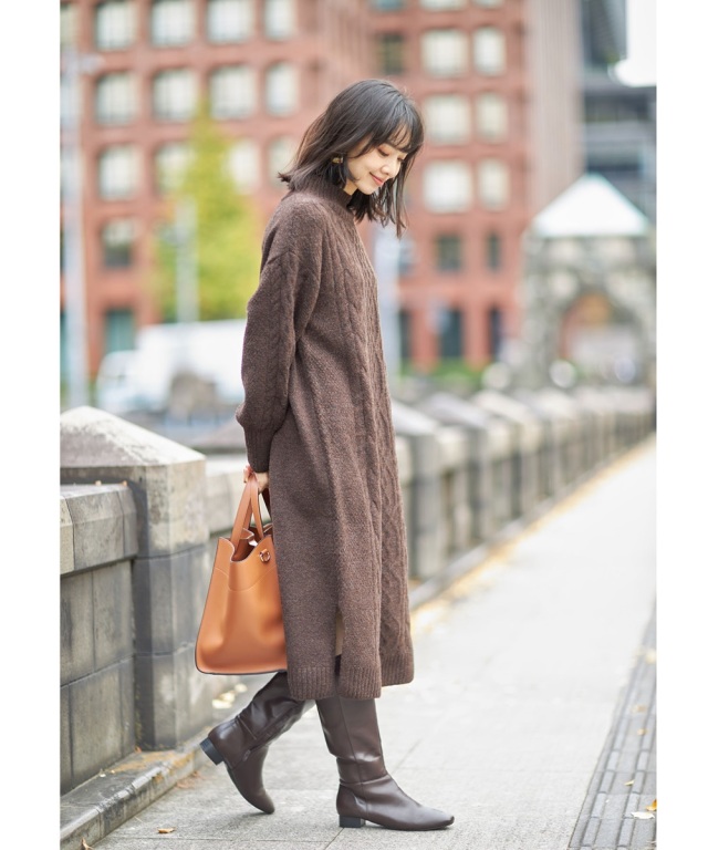 ケーブル柄ニットワンピース※一部店舗のみ入荷