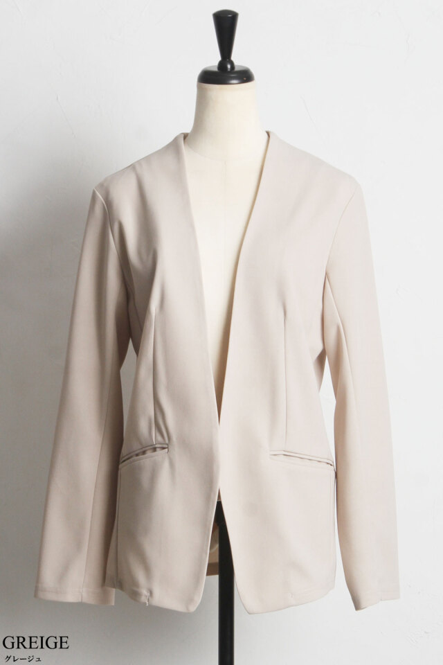 カットジョーゼットノーカラージャケット