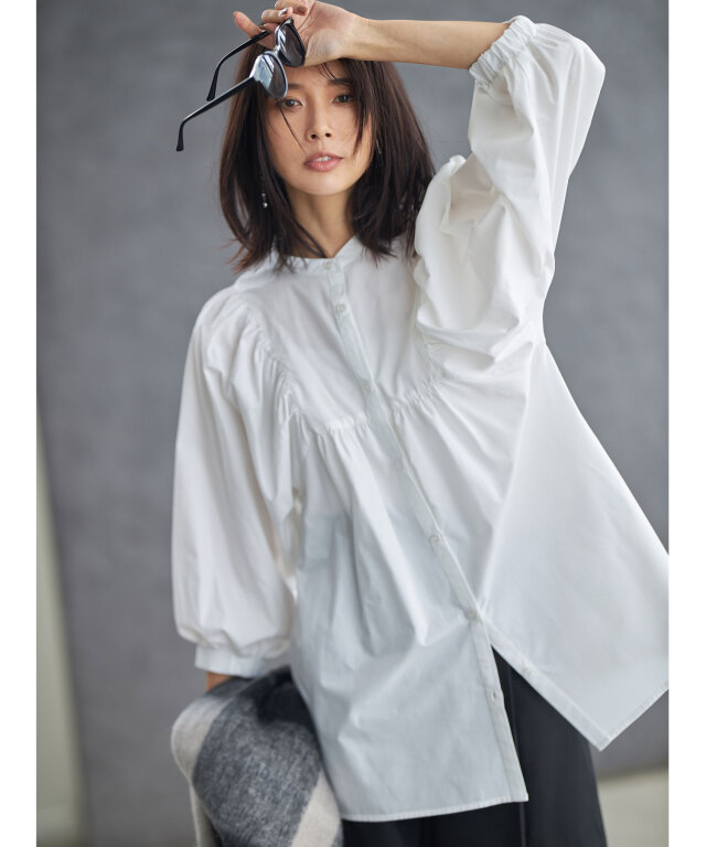 ブザムヨークギャザーブラウス