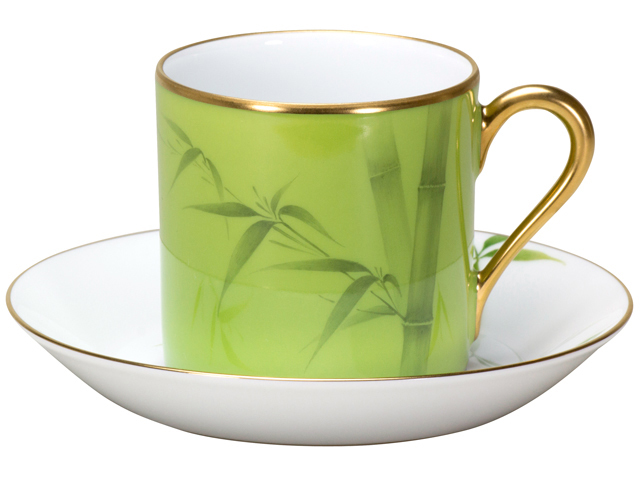 手描き】碗皿暦 7月「若竹」 カップ＆ソーサー【100周年記念作品】