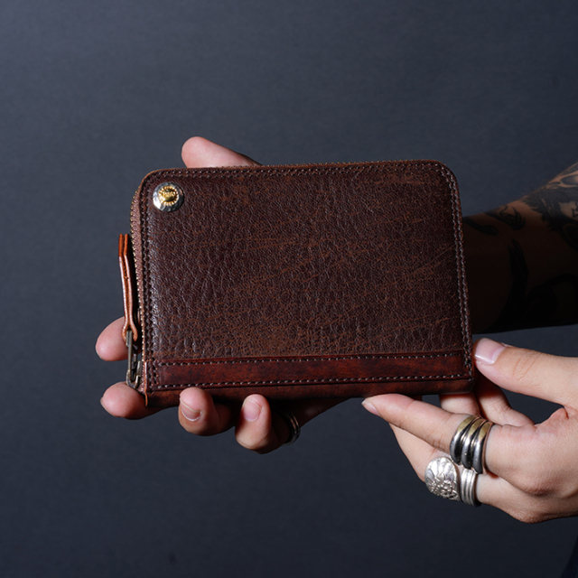 MOTO / モト「FW3 ZEBRA×WILD VACCHETTA LEATHER ZIP MIDDLE WALLET