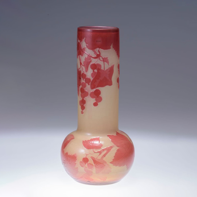 フランス 1900年代 ガラス Emile Galle エミール ガレ スグリ紋花瓶