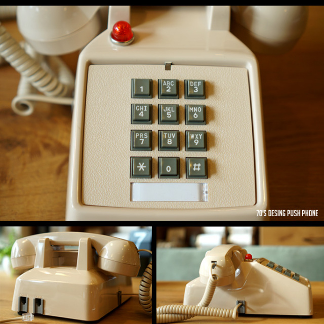 70's Design Push Phone モーテルフォン レトロ 電話機 全3カラー 送料