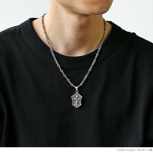 フラワー クロス チェーン ネックレス シルバー アクセサリー デザイン