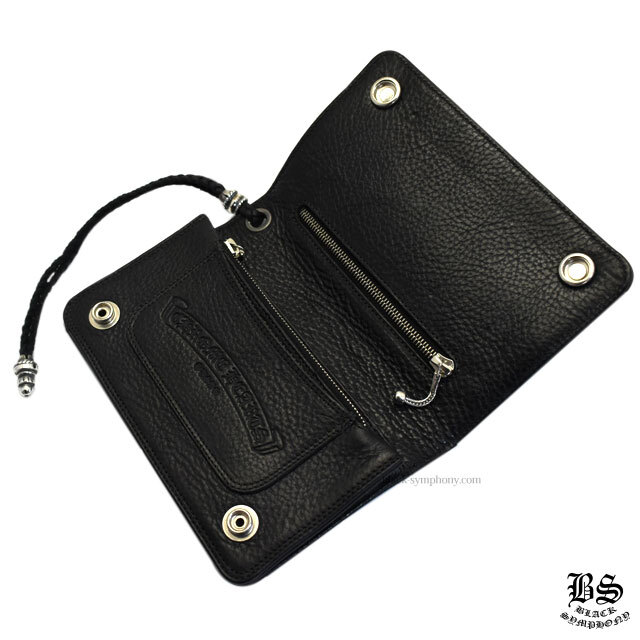 クロムハーツ2ジップウォレットクロスボタンwithストラップブラック