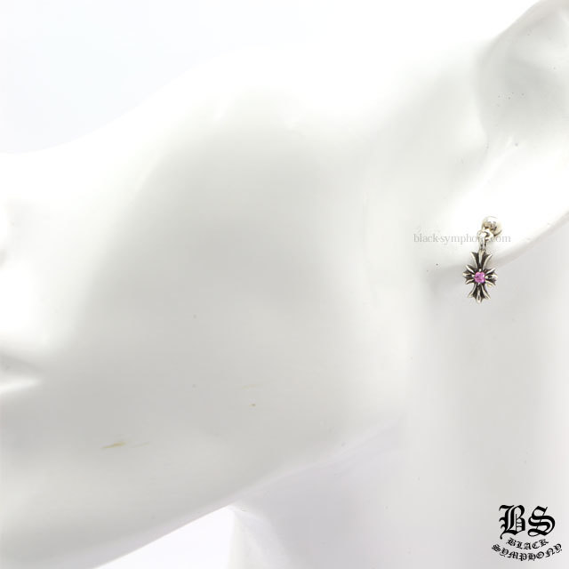 クロムハーツタイニーECHプラスドロップイヤリングwithピンク